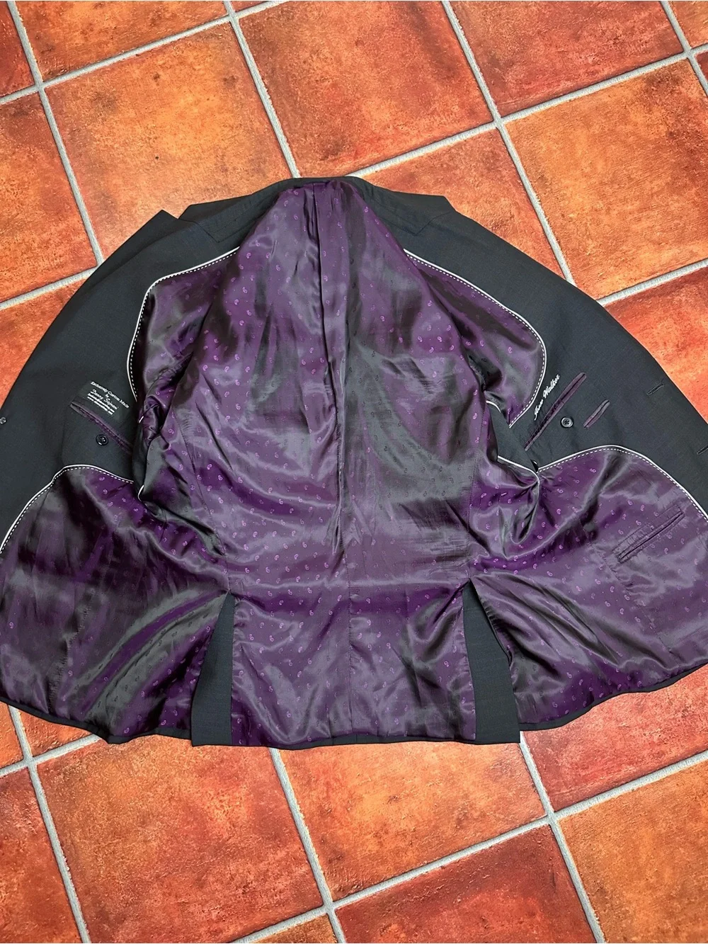 One-of-a-Kind, Bespoke Danny Sajnani Superfine Wool Sport Jacket w/ Purple Liner
